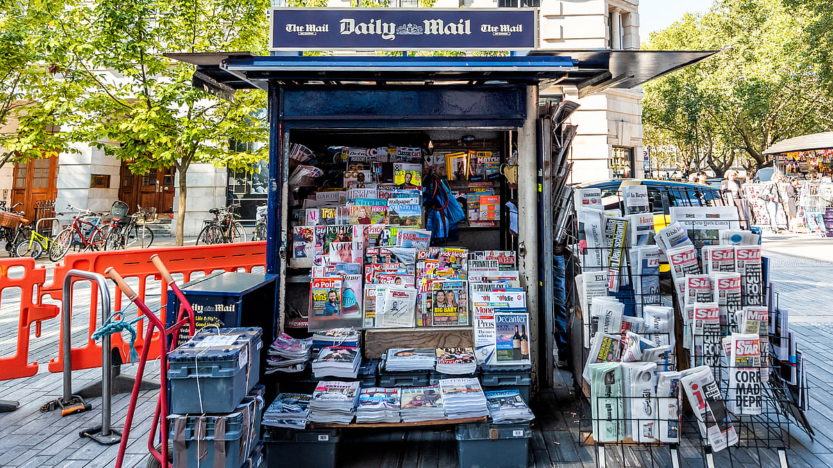 A newspaper stand in Europe.