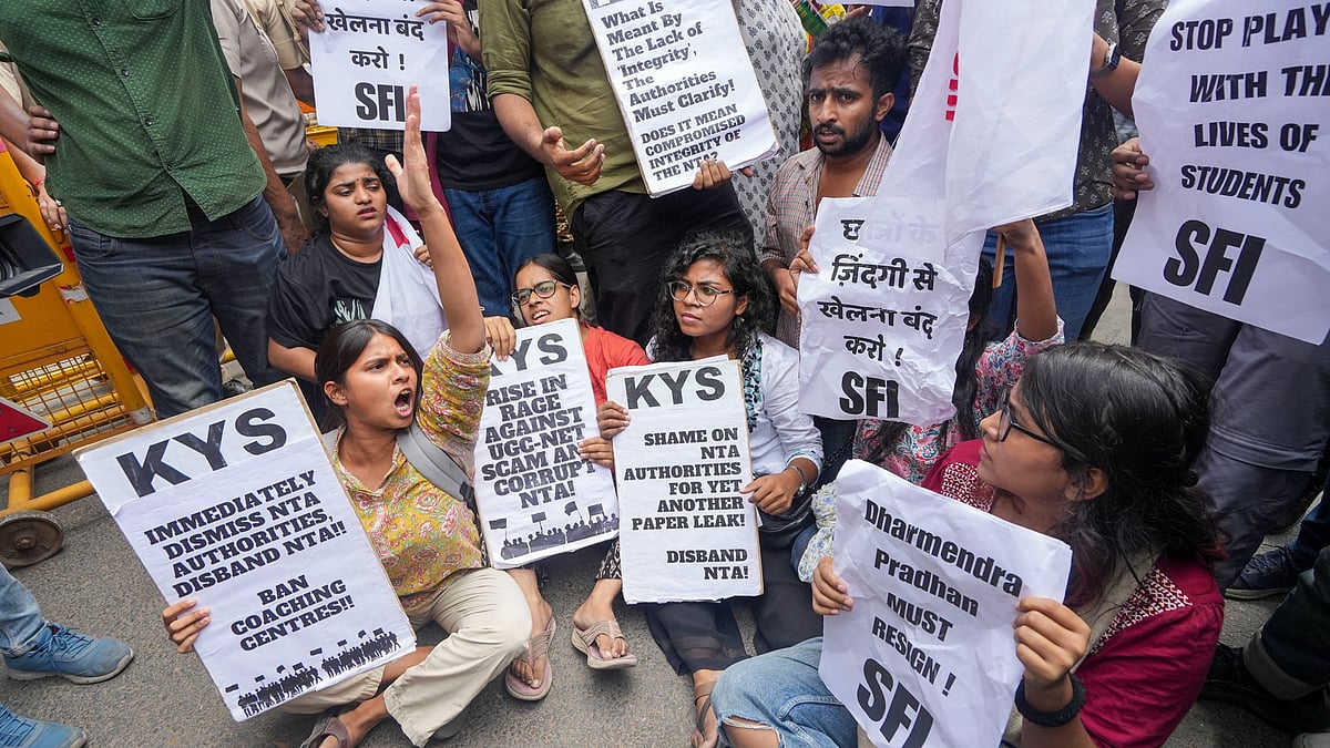 Students protest against the NTA.