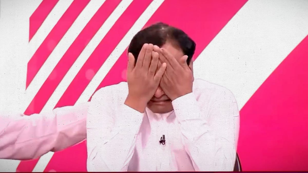 Pradeep Gupta breaks down on TV.