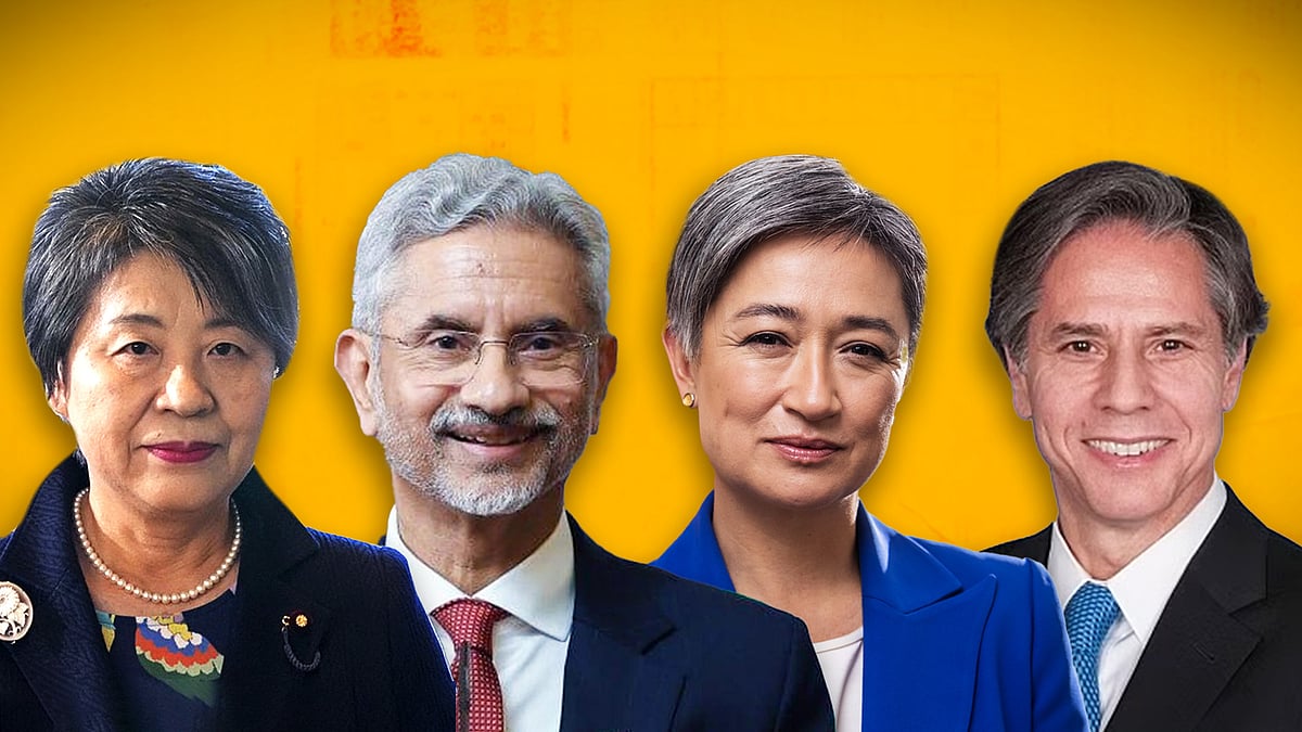 Japan’s Yoko Kamikawa, India's S Jaishankar, USA's Antony Blinken, and Australia's Penny Wong.