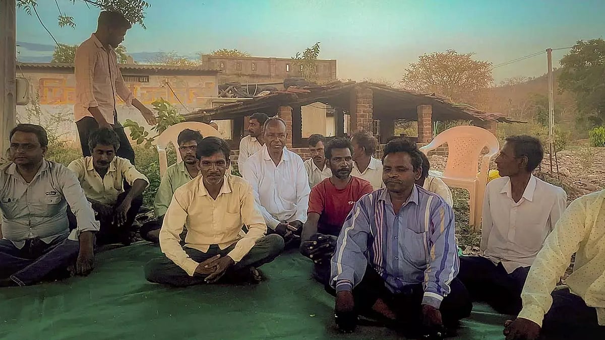 Villagers from Khedasan village gather to express their grievances on rejected forest rights claims.