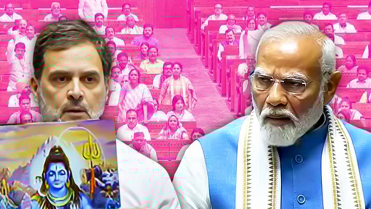 Rahul Gandhi and Narendra Modi in the parliament. 