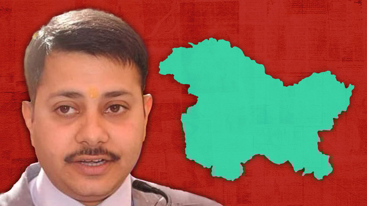 Tarun Behl alongside illustration of J&K map.