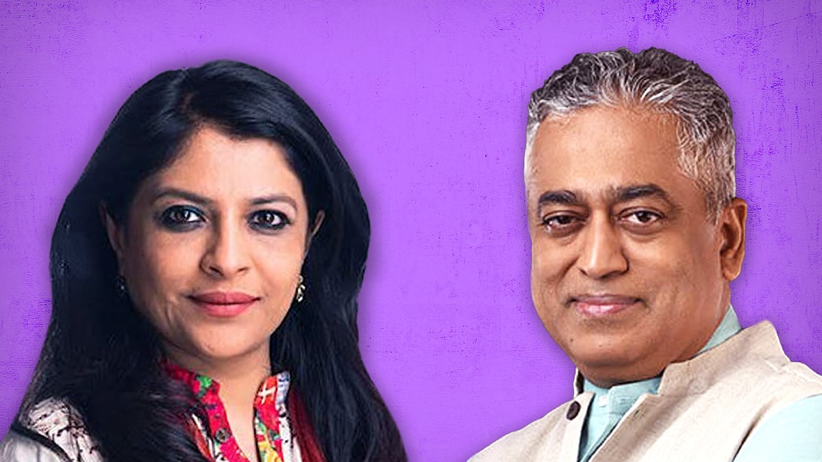 शाजिया इल्मी और राजदीप सरदेसाई की तस्वीर. 