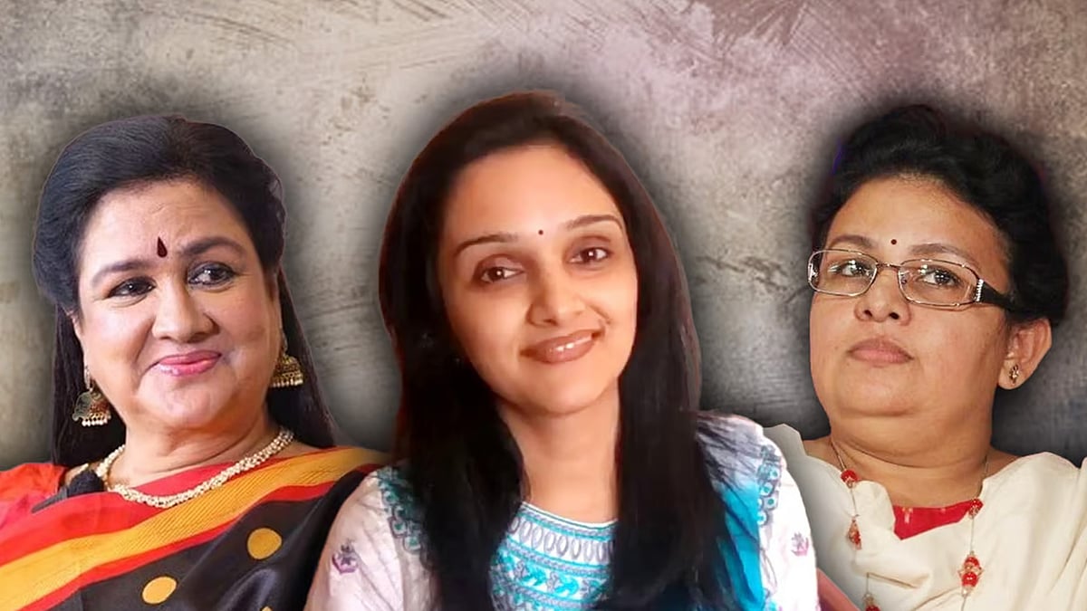 Actors Jomol, Urvashi, and screenwriter Deedi Damodaran. 