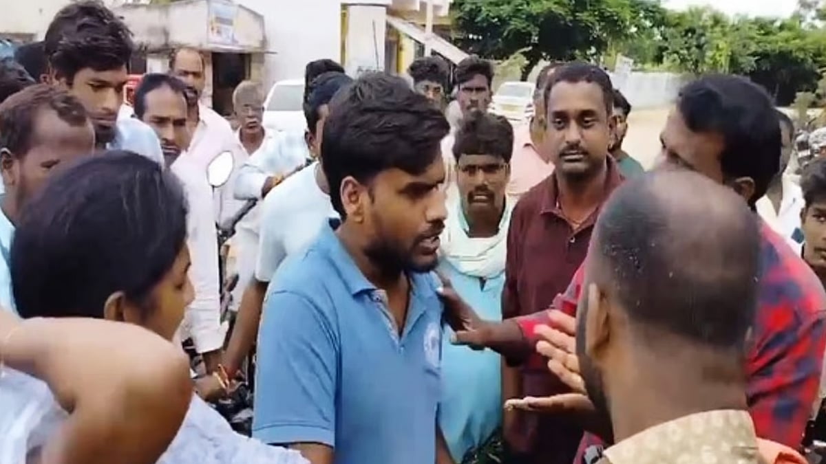 Amid commotion at Kondareddypally in Telangana's Nagarkurnool district.