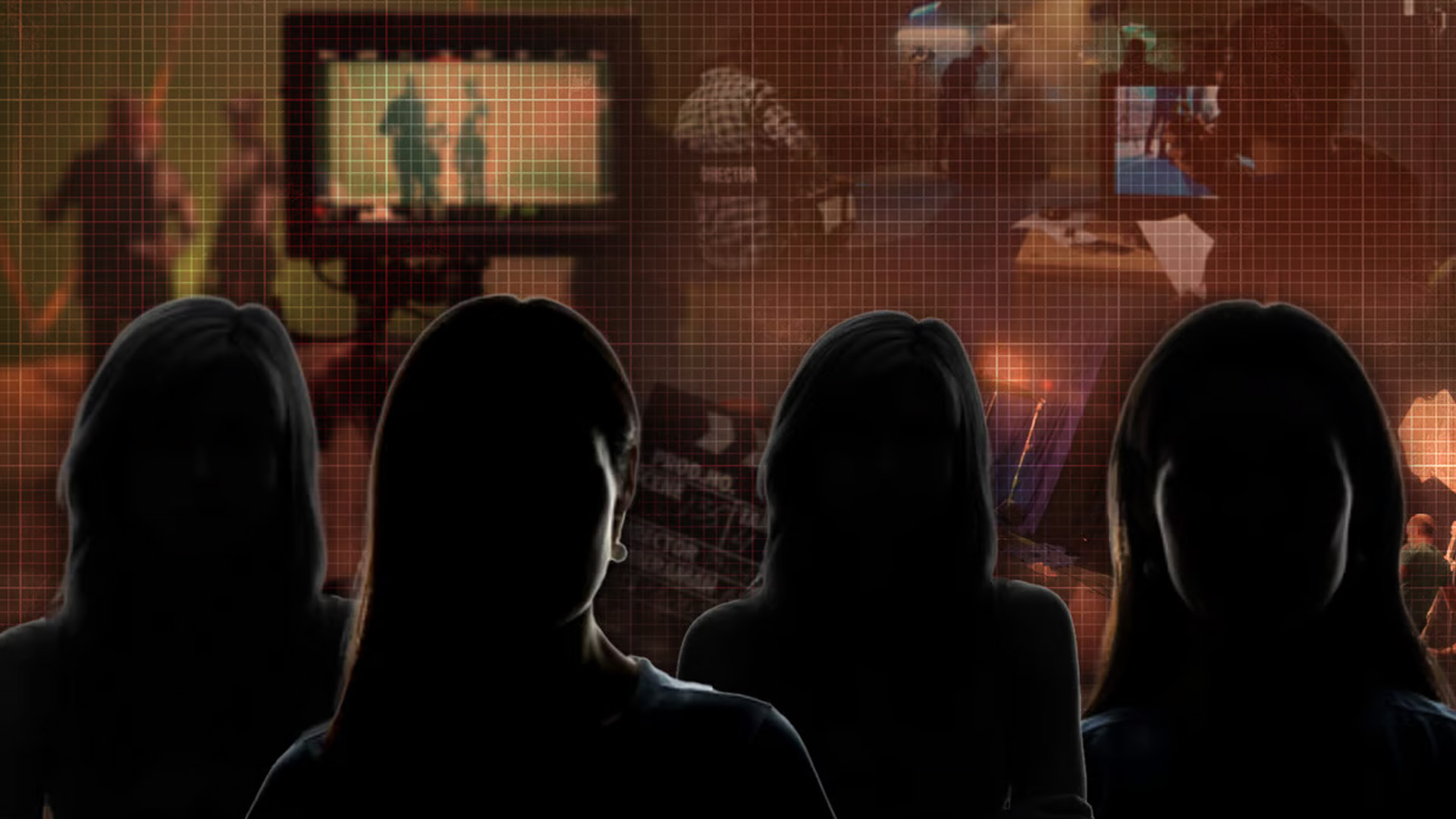 Silhouette of four women. 