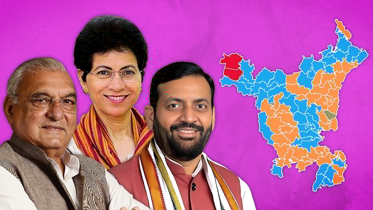 भूपेंद्र सिंह हुड्डा, कुमारी सैलजा और नायब सिंह सैनी की तस्वीर. 