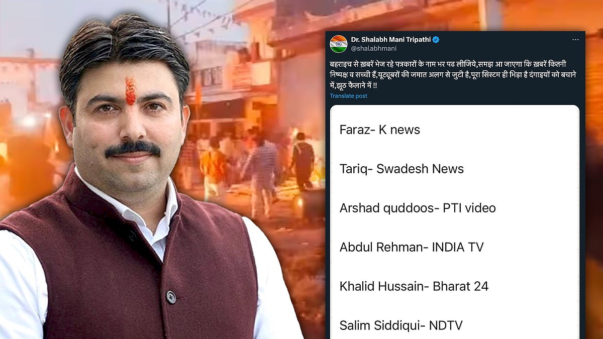 Shalabh Mani Tripathi and a screenshot of his tweet.