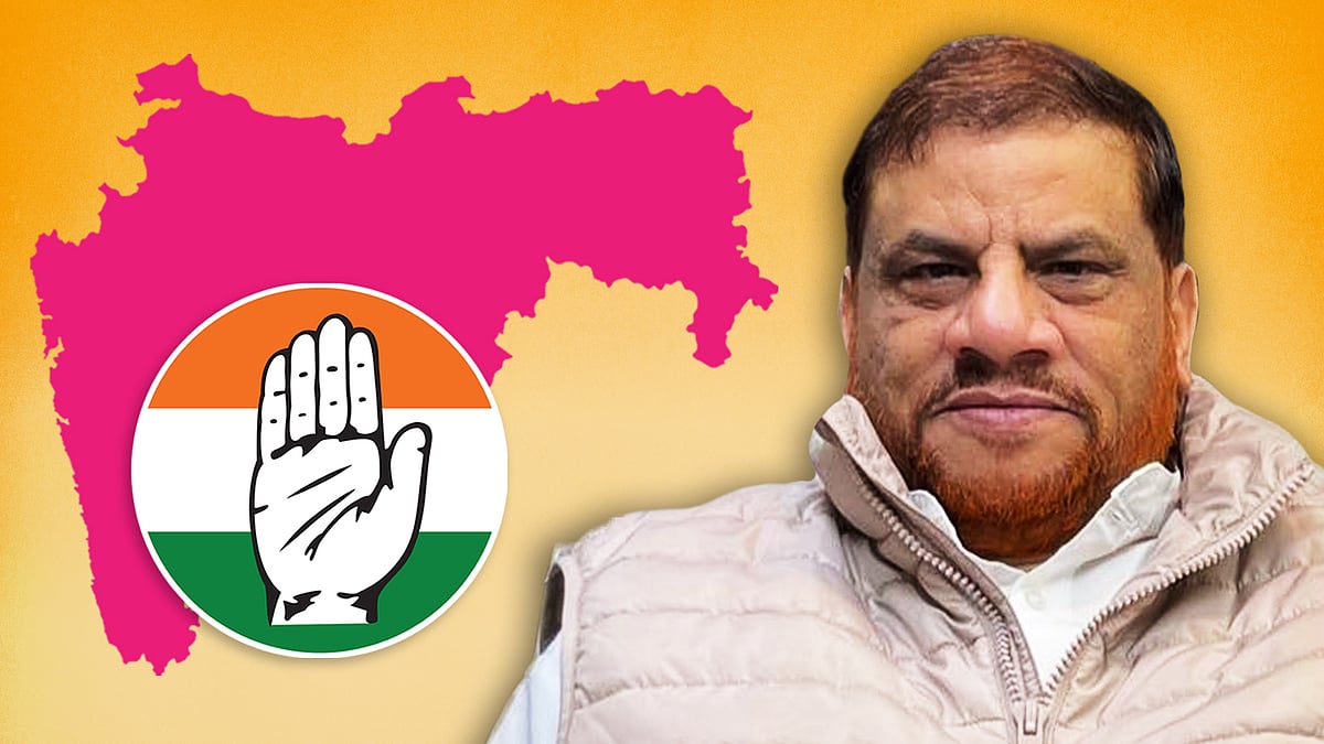 Kamaal Farooqui with the Congress logo and Maharashtra map.
