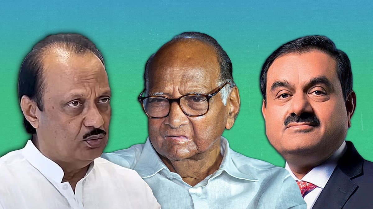 Ajit Pawar, Sharad Pawar and Gautam Adani.