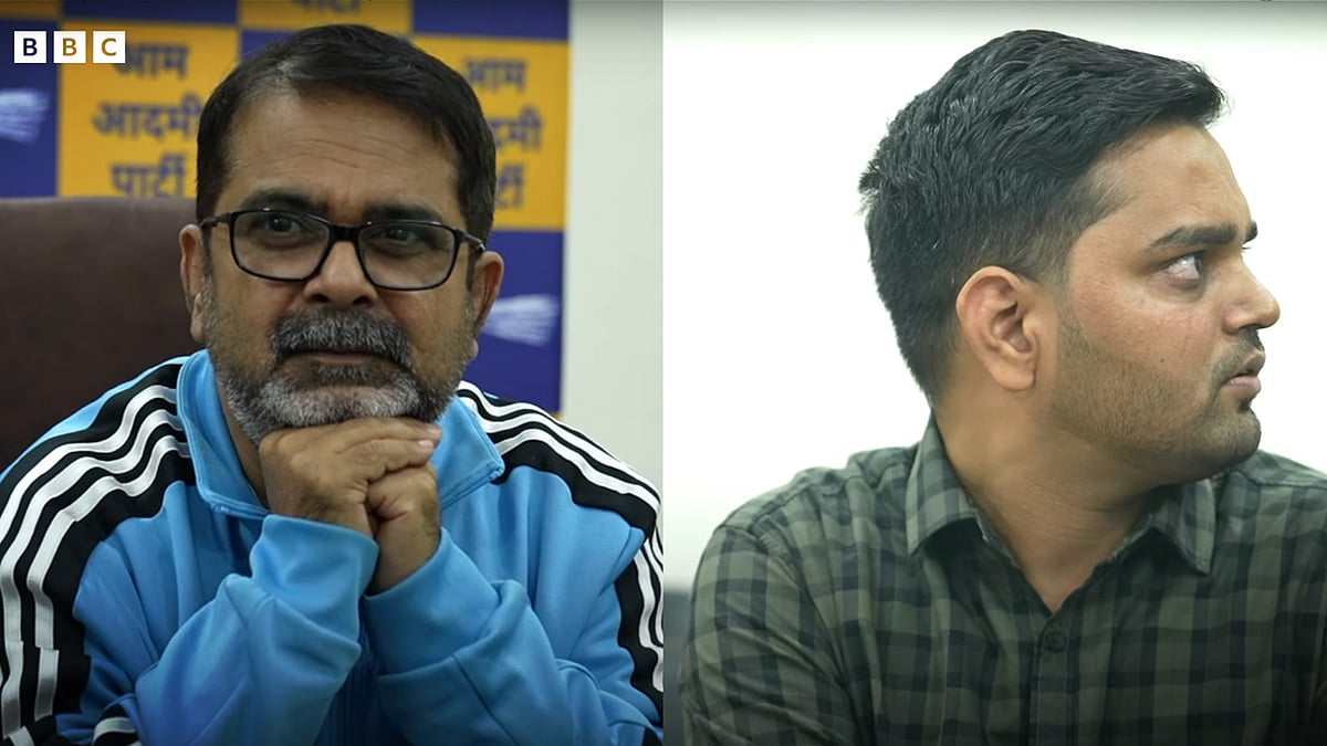 A screengrab of the moment when Ojha and Singh are interrupted.