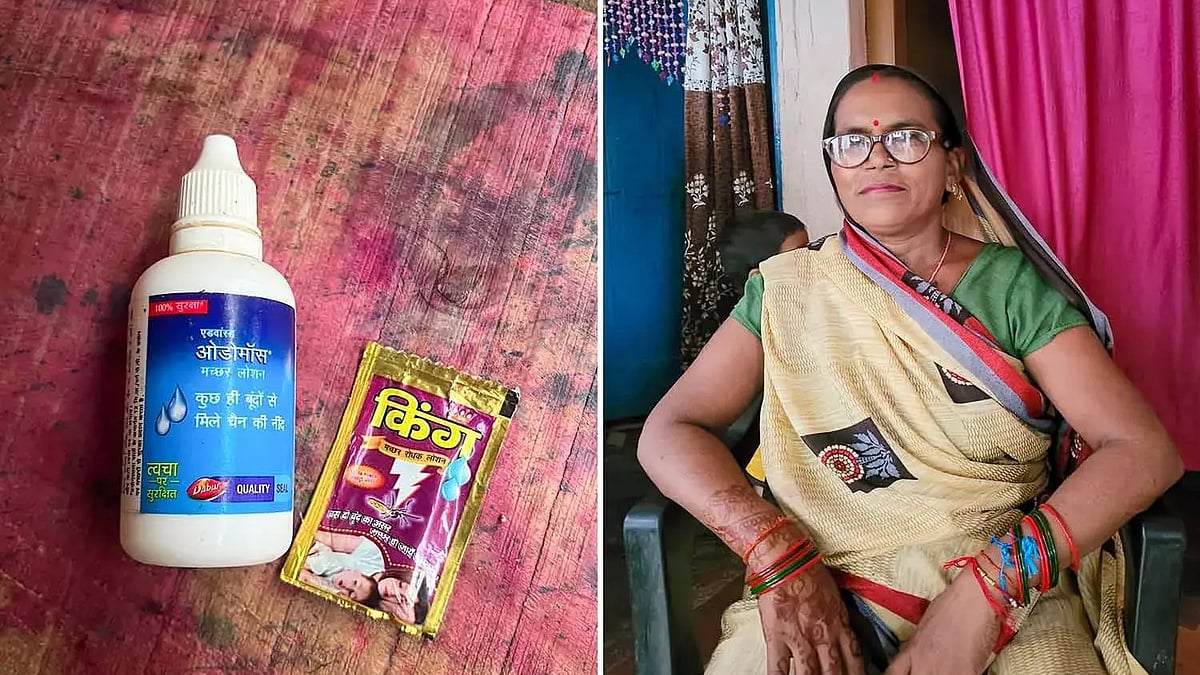 Manorama, a patient of lymphatic filariasis in UP, keeps repellents on every window to fend off mosquitoes.