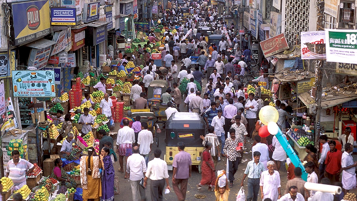 A bustling street in Chennai.