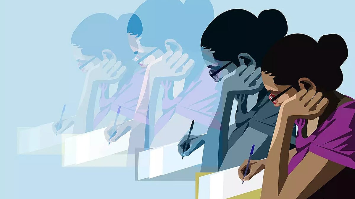 Illustration of a woman writing. 