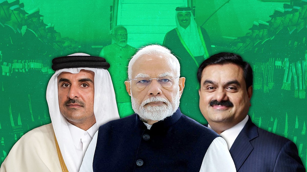 Tamim bin Hammad Thani, Narendra Modi and Gautam Adani.
