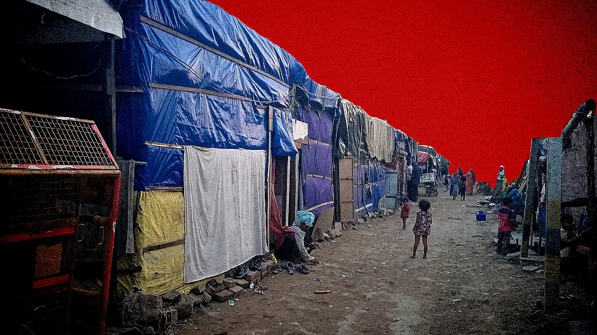 2022 photograph of a Rohingya refugee camp in Delhi.