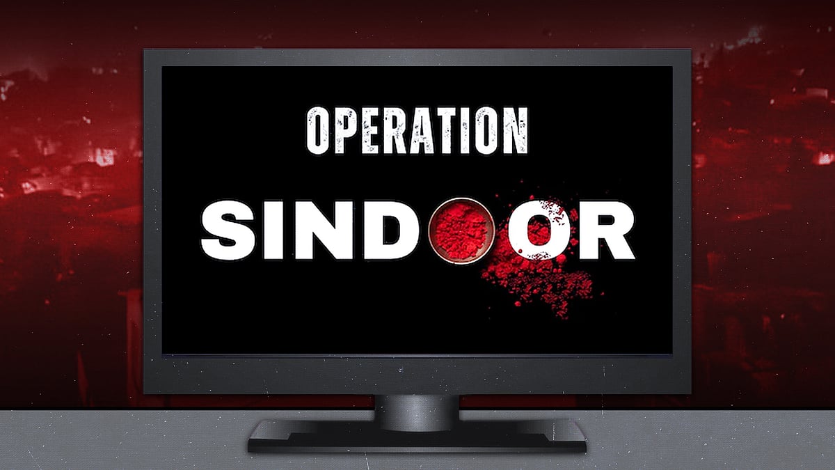 The words Operation Sindoor on a TV screen.