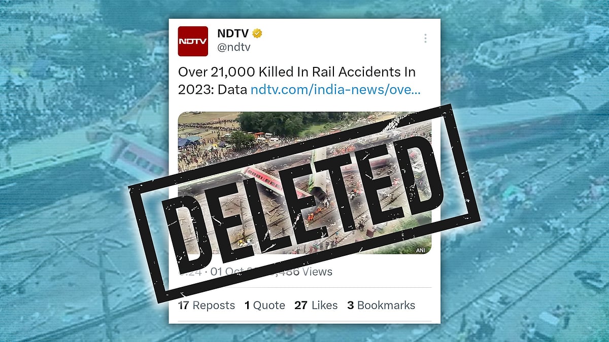 एनडीटीवी के ट्वीट का स्क्रीनशॉट जो डिलीट हो चुका है.