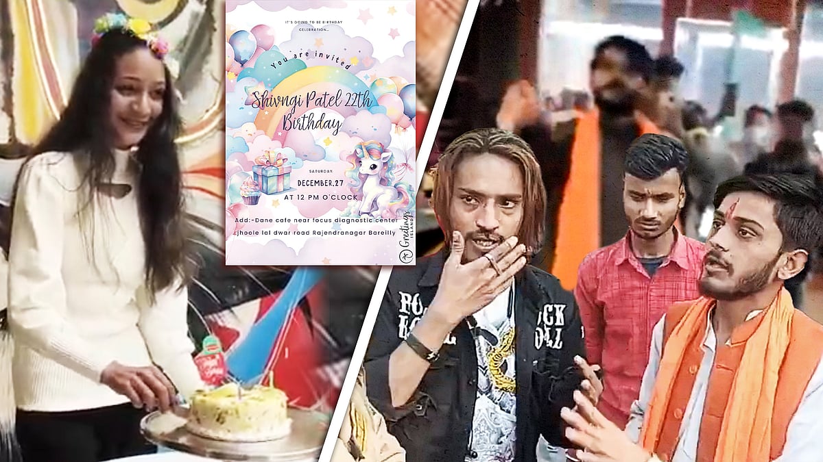 Images of Shivangi at her birthday party, her party invite, and the mob that turned up. 