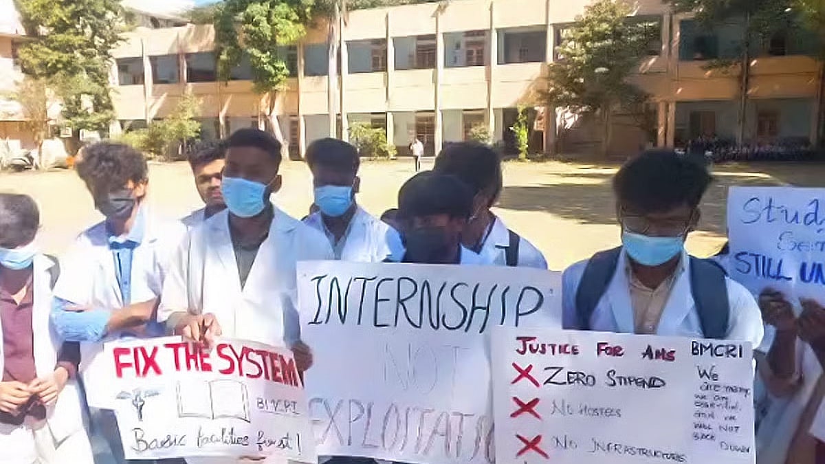 Students at Bangalore Medical College and Research Institute who recently staged a protest.