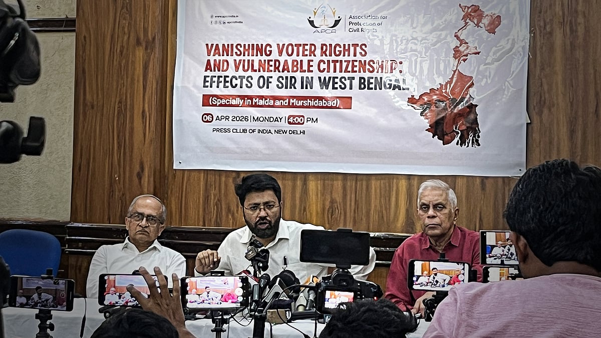 The press conference at the Press Club of India.