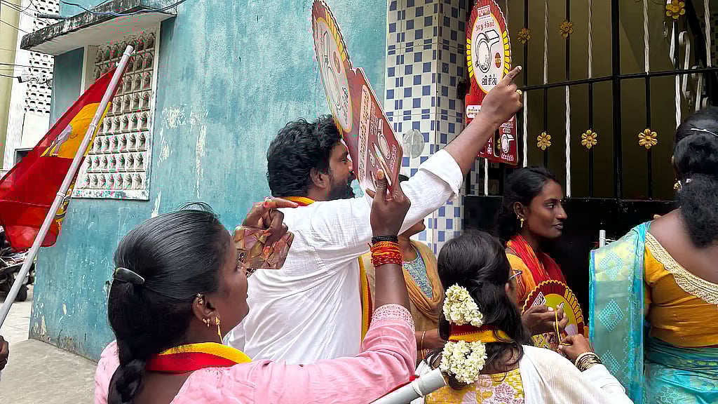 TVK cadre campaign door to door in Perambur.