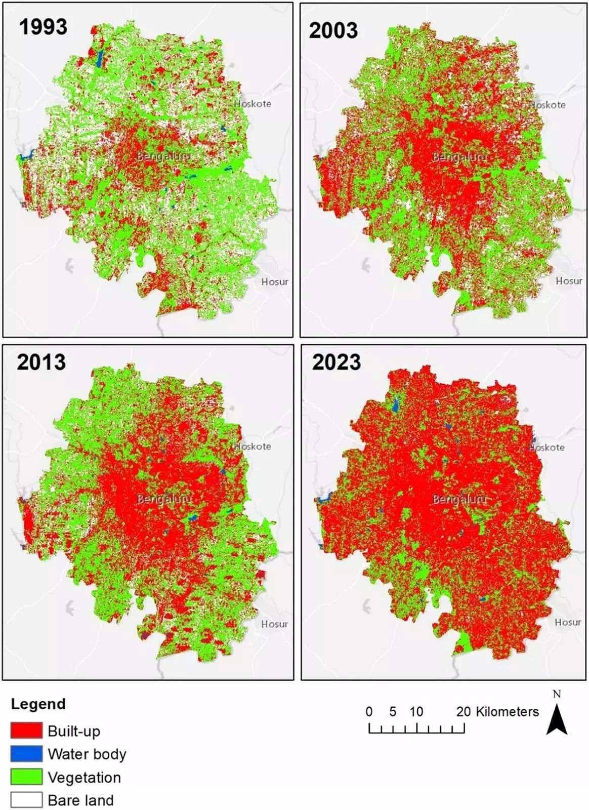 Land use maps of Bengaluru metropolitan area