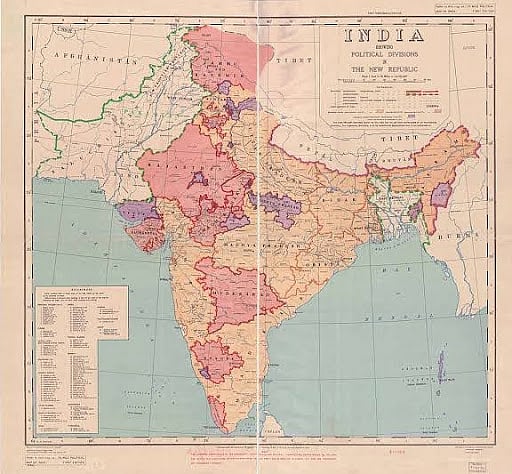 An old map of India.