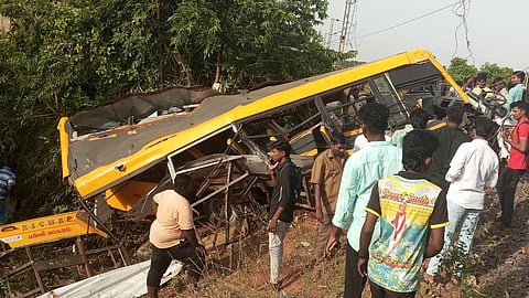 Tamil Nadu Train Tragedy School Bus Crushed by train and 4 Students Killed