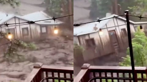 മിന്നൽ പ്രളയത്തിൽ റുയിഡോസോയിൽ ഒഴുക്കിൽപ്പെട്ട വീട്
