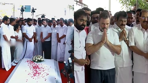 രാഹുൽ ഗാന്ധി ഉമ്മൻ ചാണ്ടിയുടെ കല്ലറയിലെത്തി പുഷ്പാർച്ചന നടത്തി