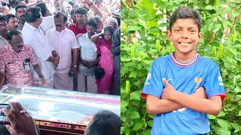 തേവലക്കര സ്കൂളിൽ മിഥുൻ്റെ പൊതുദർശനം പുരോഗമിക്കുന്നു