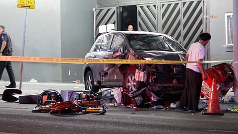 At least 30 people were injured when car drove into a crowd in East Hollywood early Saturday