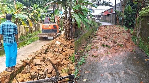 ഒക്കൽ ഗവ. എൽപി സ്കൂളിന്റെ മതിലിൻ്റെ ഒരു ഭാഗം തകർന്നു വീണു