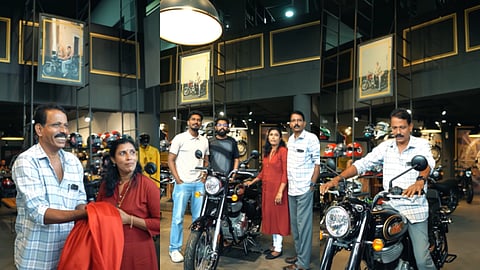 അച്ഛന് ബുള്ളറ്റ് സമ്മാനിച്ച് മക്കള്‍