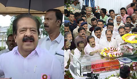 ഹരിപ്പാട് കാത്തിരിക്കുന്ന രമേശ് ചെന്നിത്തല, ദർബാർ ഹാളിലെത്തി അന്ത്യാഞ്ജലി അർപ്പിക്കുന്ന ചിത്രം