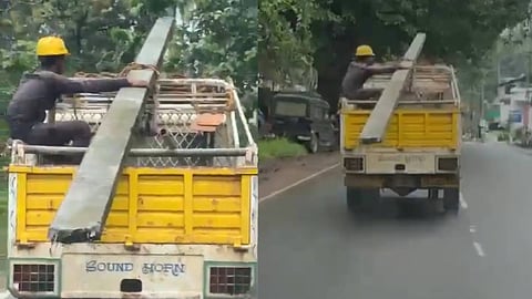 സുരക്ഷ ലംഘിച്ച കെഎസ്ഇബി വാഹനം