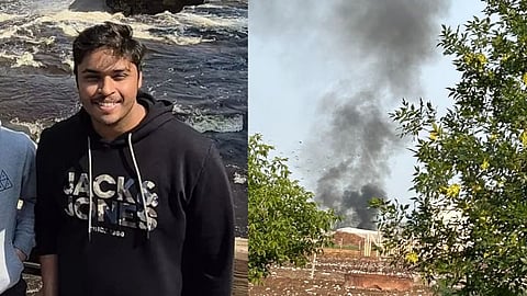 മരിച്ച ശ്രീഹരി, അപകടത്തിന് ശേഷം പുക ഉയരുന്ന ചിത്രം 