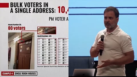 ഹൗസ് നമ്പര്‍ 35, ഒറ്റ മുറി, വോട്ടര്‍മാര്‍ 80! ഇതെന്താ പ്രധാനമന്ത്രി വോട്ടര്‍ ആവാസ് യോജനയോ? പരിഹസിച്ച് രാഹുല്‍ ഗാന്ധി