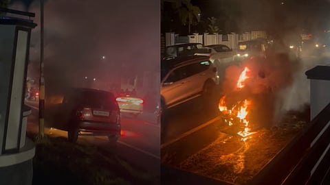 changanassery car in fire
