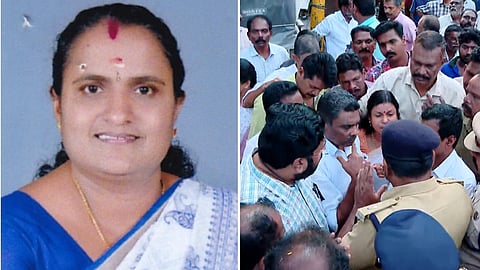 ശ്രീജയുടെ മരണത്തില്‍ കോണ്‍ഗ്രസ് സംഘടിപ്പിച്ച പ്രതിഷേധം