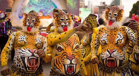 എങ്ങും പുലിച്ചുവടും പുലിത്താളവും; തൃശൂരിനെ വിറപ്പിക്കാൻ പുലി വീരന്മാർ ഇന്ന് ഇറങ്ങും