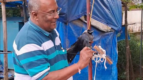 കാക്കയെ രക്ഷിക്കുന്ന മുകേഷ് ജൈൻ 