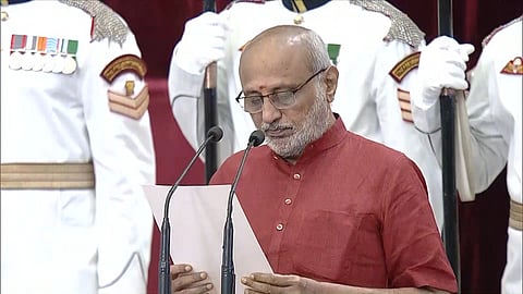 സി.പി. രാധാകൃഷ്ണൻ്റെ സത്യപ്രതിജ്ഞ ചടങ്ങിൽ നിന്ന്