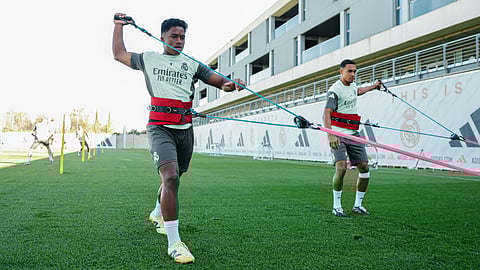 Real Madrid teammates training
