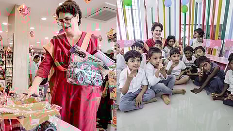 അങ്കണവാടിയിലെത്തി കുട്ടികളുടെ ഇഷ്ടം തിരക്കി; ശേഷം കളിപ്പാട്ടം വാങ്ങാൻ 
കടയിൽ നേരിട്ടെത്തി പ്രിയങ്ക ഗാന്ധി