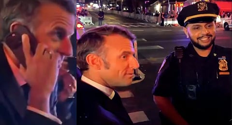 ട്രംപിന്‍റെ വാഹനവ്യൂഹം കാരണം വഴിയിൽ കുടുങ്ങി ഫ്രെഞ്ച് പ്രസിഡന്‍റ്