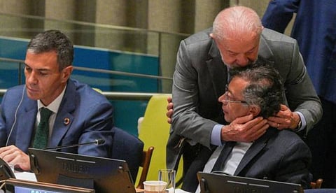 ഇസ്രയേലിനെതിരെ യുഎന്നില്‍ രൂക്ഷ വിമര്‍ശനവുമായി കൊളംബിയ; പിന്നാലെ പെട്രോയ്ക്കരികിലെത്തി തലയിൽ ചുംബിച്ച് ബ്രസീലിയന്‍ പ്രസിഡന്റ്