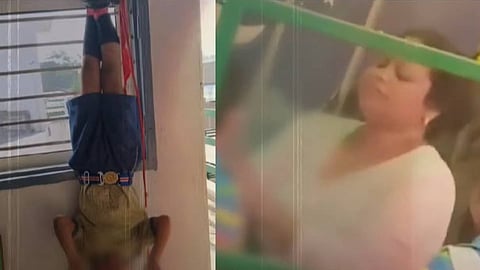 പ്രിൻസിപ്പൽ കുട്ടികളെ മർദിക്കുന്ന ദൃശ്യം